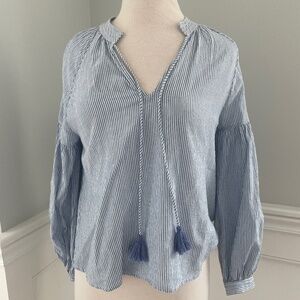 OPHELIA & INDIGO STRIPED TASSELED TOP SIZE S!